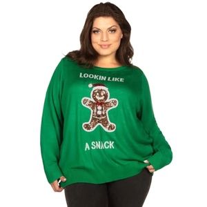 Tipsy Elves Women's Lookin Like A Snack Plus Size Ugly Christmas Sweater